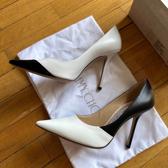 SOLD - Jimmy Choo Love 100 Black and White Napa and Patent Leather NIB sz 37 - Picture 3 of 7
